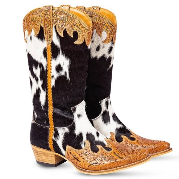 Myra Bag Shoes - MYRA BAG Adelaide Hair On Tall Leather Cowboy Boots Size 11 NWT